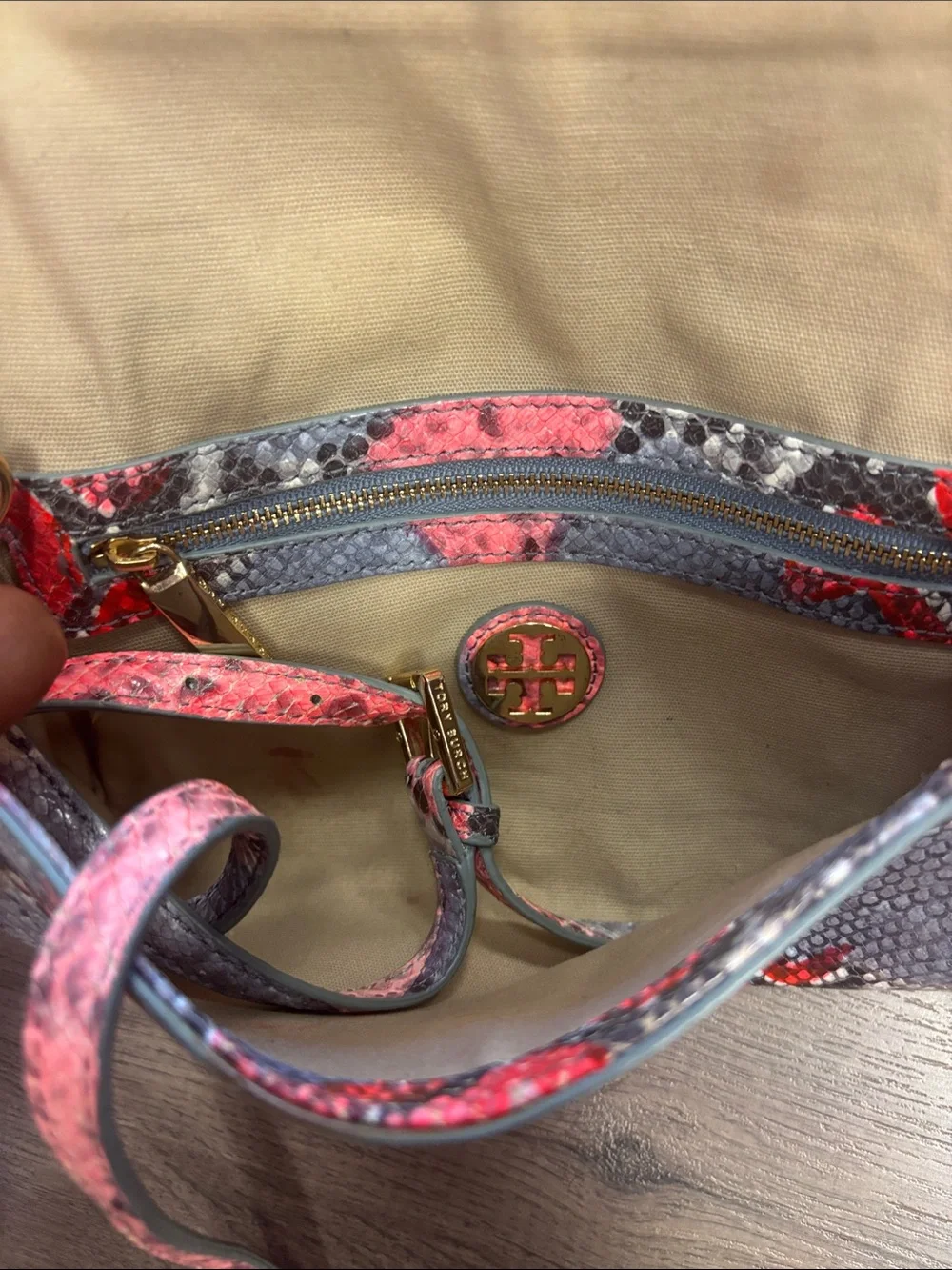 Tory Burch Python Snakeskin-Print Crossbody Bag